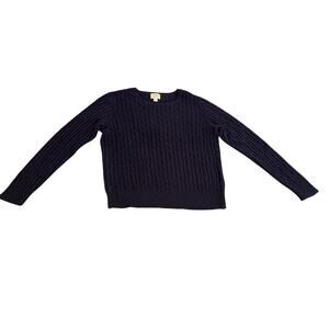 Women's St. John's Bay Navy Cable Knit Crew Neck Sweater Size XL